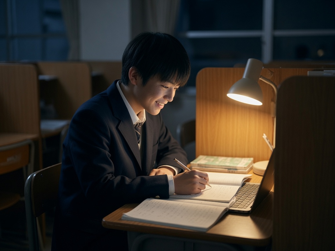 ノートパソコンを使って自習する生徒たち